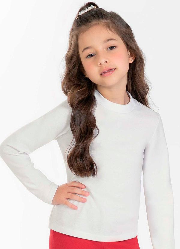 Cativa Kids - Blusa de Manga Longa Feminina Infantil Branco