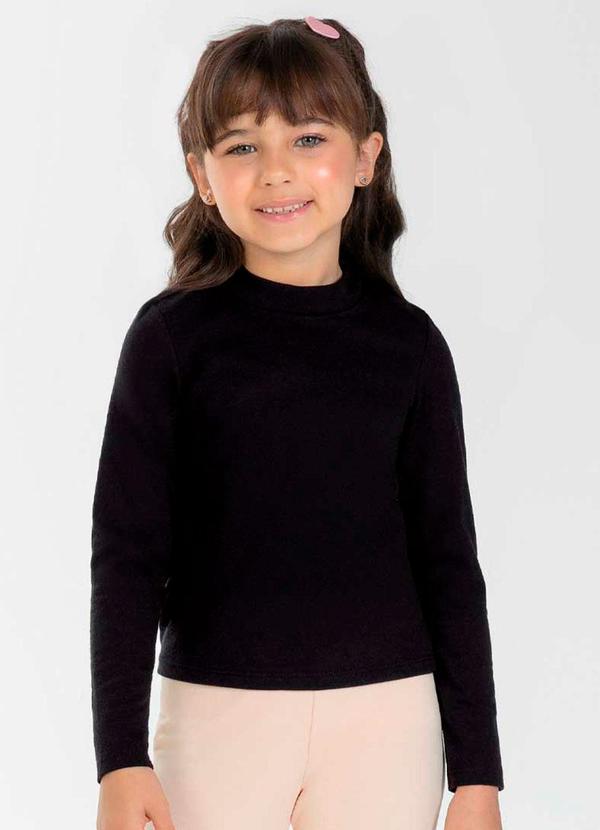 Cativa Kids - Blusa de Manga Longa Feminina Infantil Preto