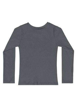 Quimby - Blusa de Manga Longa Infantil Menina Cinza - QUIMBY