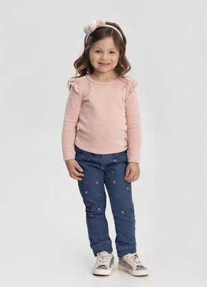 Alakazoo - Blusa de Mangas Longas com Babados no Ombro Rosa - ALAKAZOO