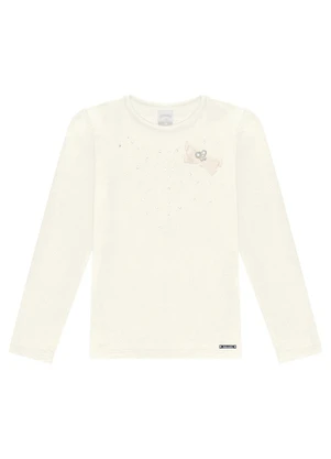 Alakazoo - Blusa de Mangas Longas Menina com Strass Branco - ALAKAZOO