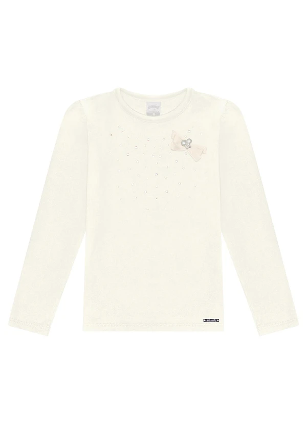 Alakazoo - Blusa de Mangas Longas Menina com Strass Branco
