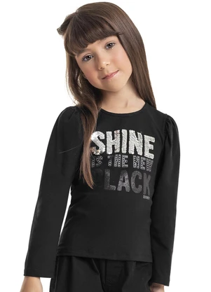 Quimby - Blusa em Cotton Infantil Menina Preto - QUIMBY