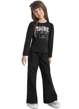 Quimby - Blusa em Cotton Infantil Menina Preto - QUIMBY
