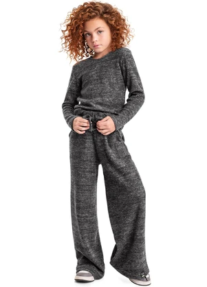 Gloss - Blusa em Malha Canelada Juvenil Preto - GLOSS