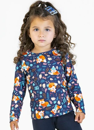 Soft Bonni - Blusa em Malha Lixada Sublimada Azul - SOFT BONNI