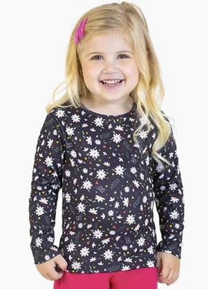 Soft Bonni - Blusa em Malha Lixada Sublimada Preto - SOFT BONNI