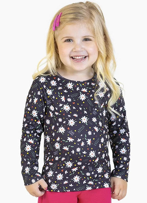 Soft Bonni - Blusa em Malha Lixada Sublimada Preto