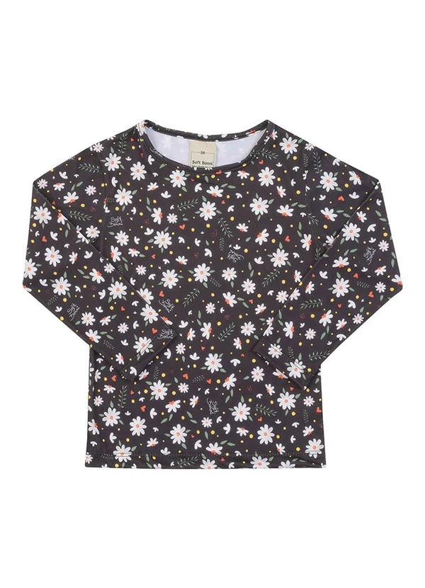 Soft Bonni - Blusa em Malha Lixada Sublimada Preto 3