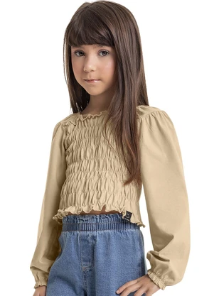 Quimby - Blusa em Meia Malha Infantil Menina Bege - QUIMBY