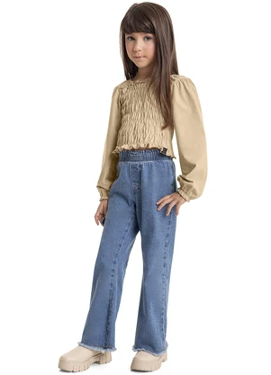 Quimby - Blusa em Meia Malha Infantil Menina Bege - QUIMBY