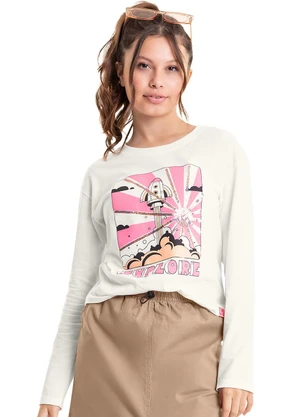 Gloss - Blusa em Meia Malha Juvenil Off White - GLOSS