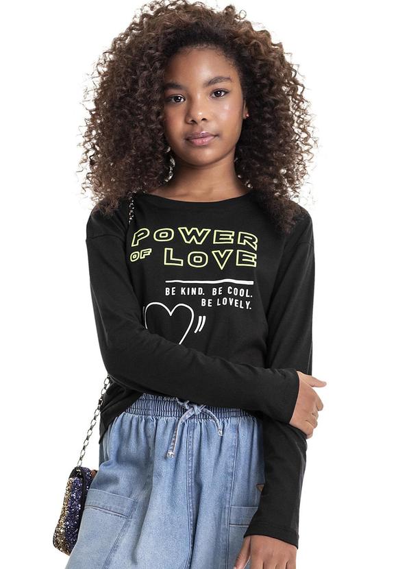 Gloss - Blusa em Meia Malha Juvenil Preto