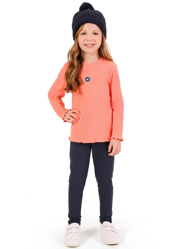 Tink Bink - Blusa em Ribana Canelada com Aplique Termo Rosa 2