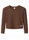 Carinhoso - Blusa em Ribana Canelada com Strass Marrom - variação: Marrom