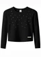Carinhoso - Blusa em Ribana Canelada com Strass Marrom - variação: Preto