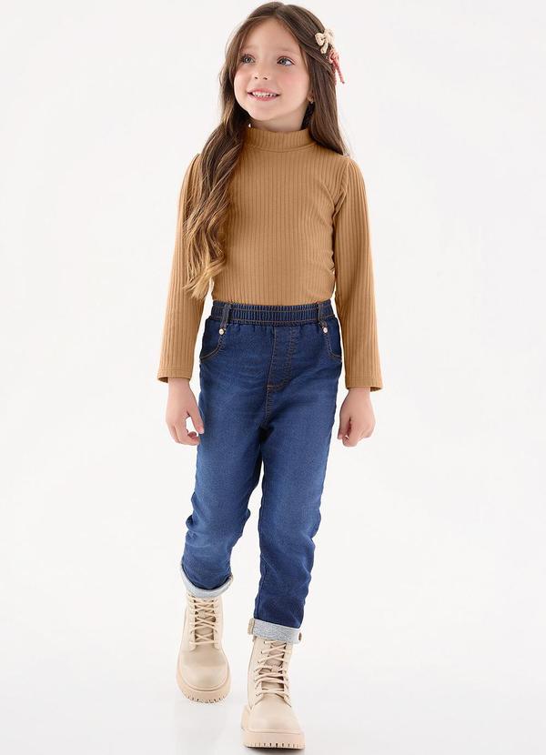 Up Baby - Blusa em Ribana Canelada Infantil Marrom 2