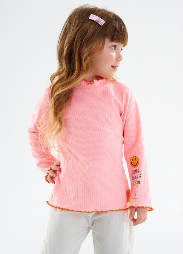 Up Baby - Blusa em Ribana Canelada Infantil Rosa