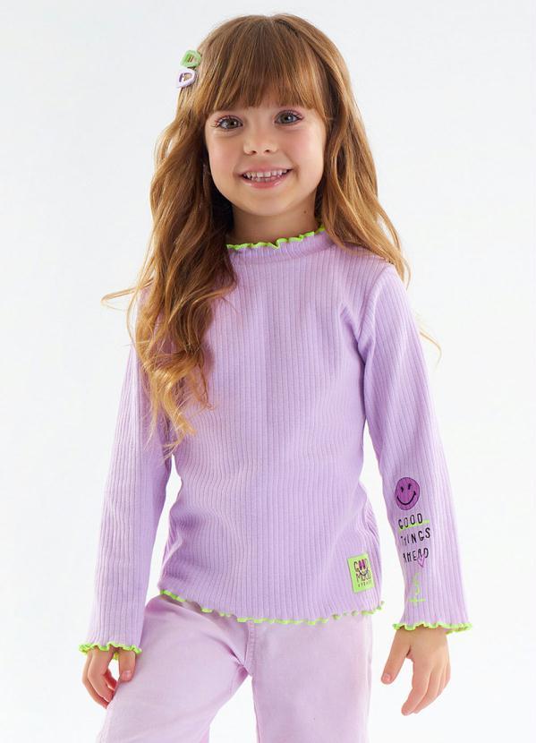 Up Baby - Blusa em Ribana Canelada Infantil Roxo