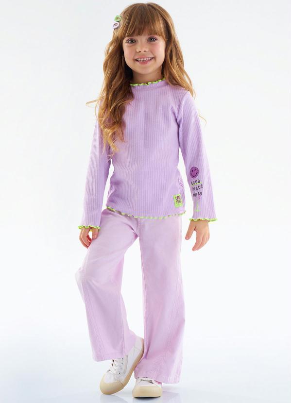 Up Baby - Blusa em Ribana Canelada Infantil Roxo 2
