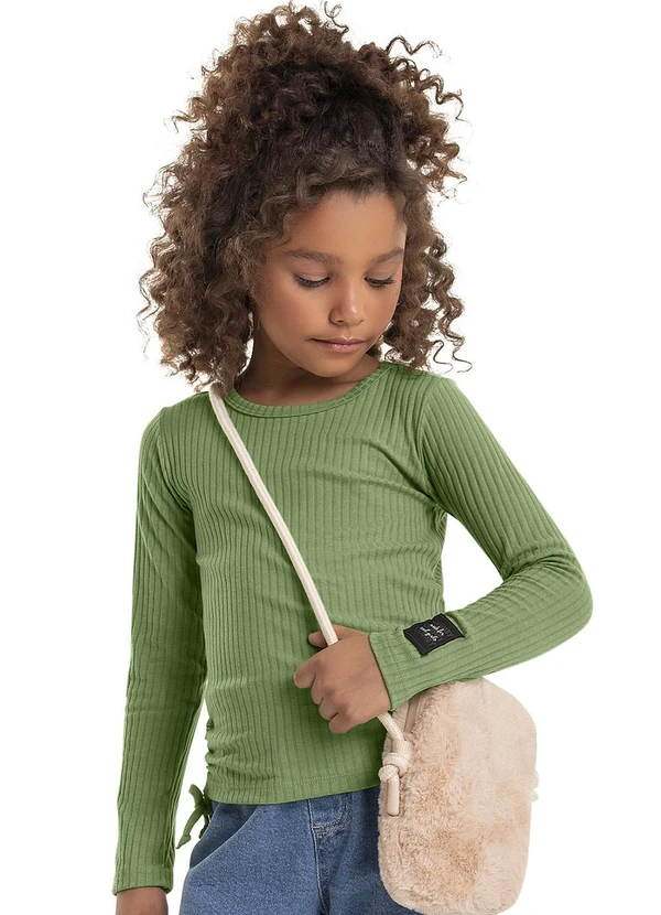 Quimby - Blusa em Ribana Canelada Infantil Verde