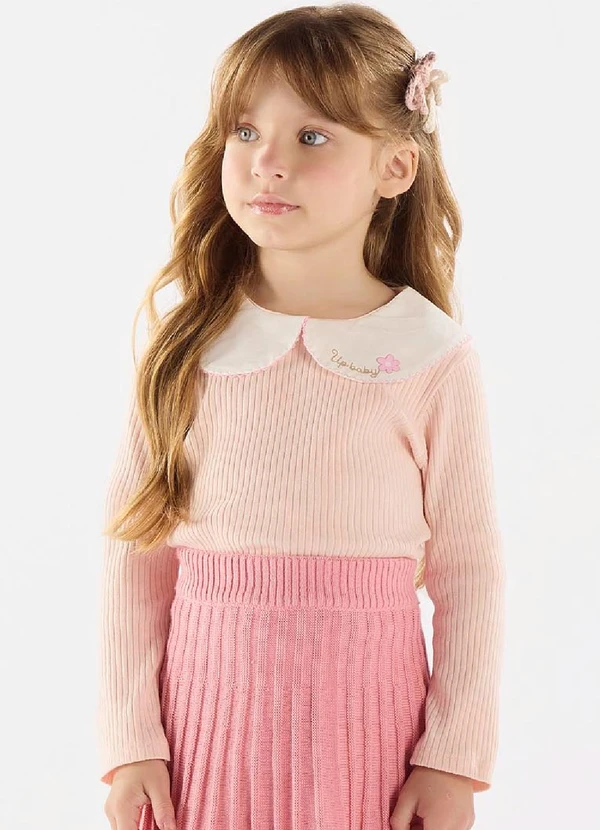 Up Baby - Blusa em Ribana Canelada Rosa