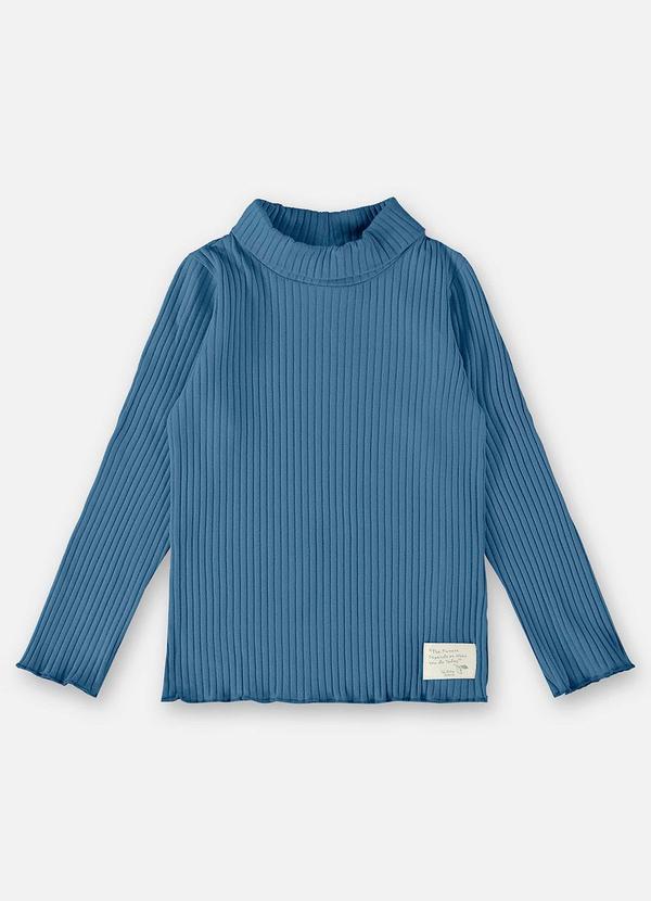 Up Baby - Blusa em Ribana Infantil Menina Azul