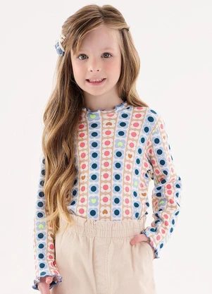 Up Baby - Blusa em Ribaninha Infantil Menina Azul - UP BABY