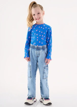Up Baby - Blusa em Ribaninha Infantil Menina Azul - UP BABY