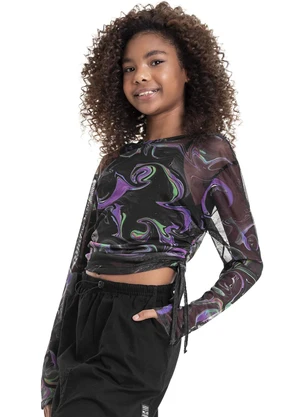 Gloss - Blusa em Tule e Top em Cotton Juvenil Roxo - GLOSS