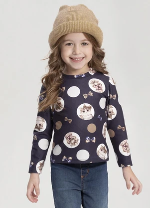 Alakazoo - Blusa Estampada de Mangas Longas Menina  Azul - ALAKAZOO