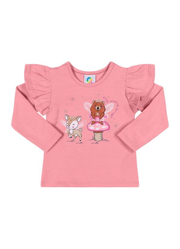 Alenice - Blusa Estampada Fada Menina Rosa 