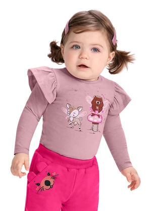 Outlet - Blusa Estampada Fada Menina Rosa  - OUTLET