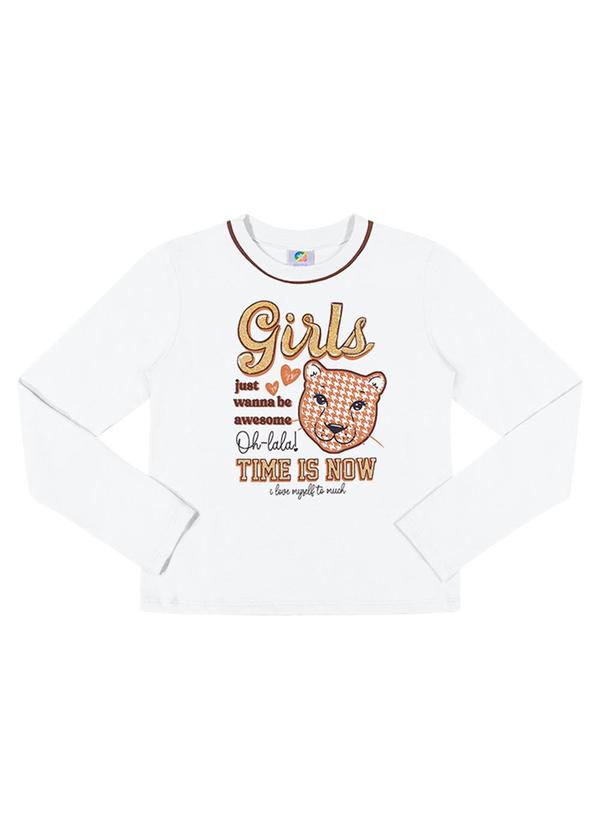 Alenice - Blusa Estampada Leopardo Menina Branco