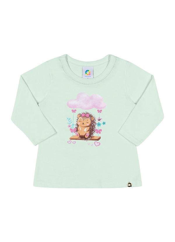 Alenice - Blusa Estampada Ouriço Menina Verde