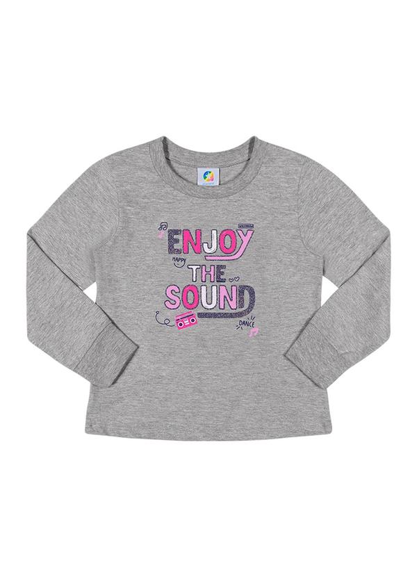 Alenice - Blusa Estampado Som Menina Cinza