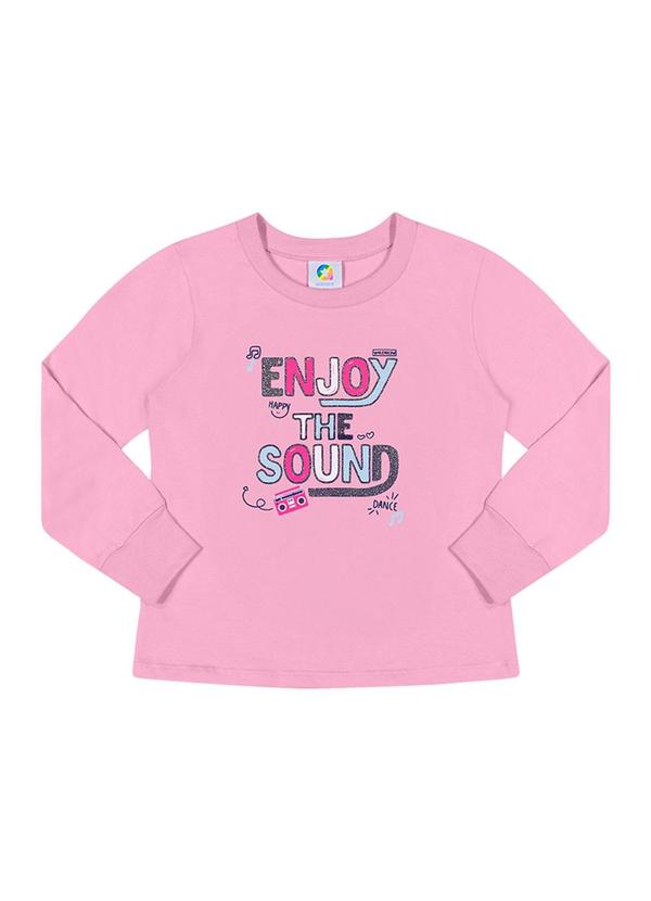 Alenice - Blusa Estampado Som Menina Rosa