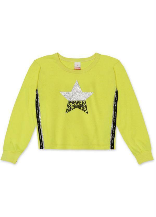 Marisol - Blusa Estrela Manga Longa Infantil Amarelo