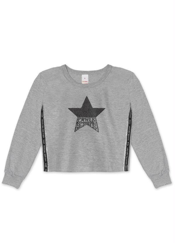 Marisol - Blusa Estrela Manga Longa Infantil Cinza