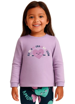 Malwee Kids - Blusa Eu Te Amo com Glitter Lavanda - MALWEE KIDS