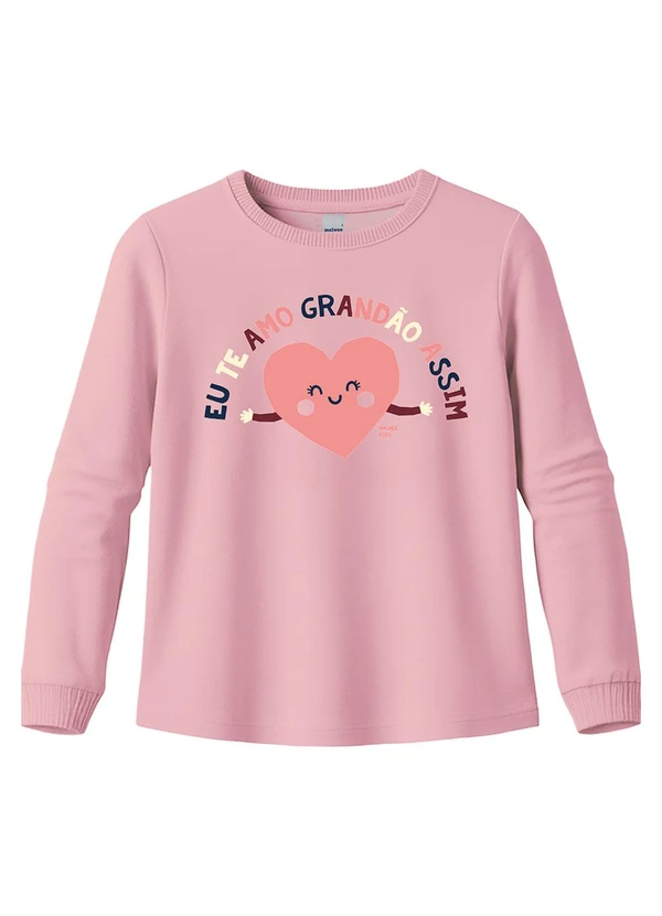 Malwee Kids - Blusa Eu Te Amo com Glitter Rosa Claro
