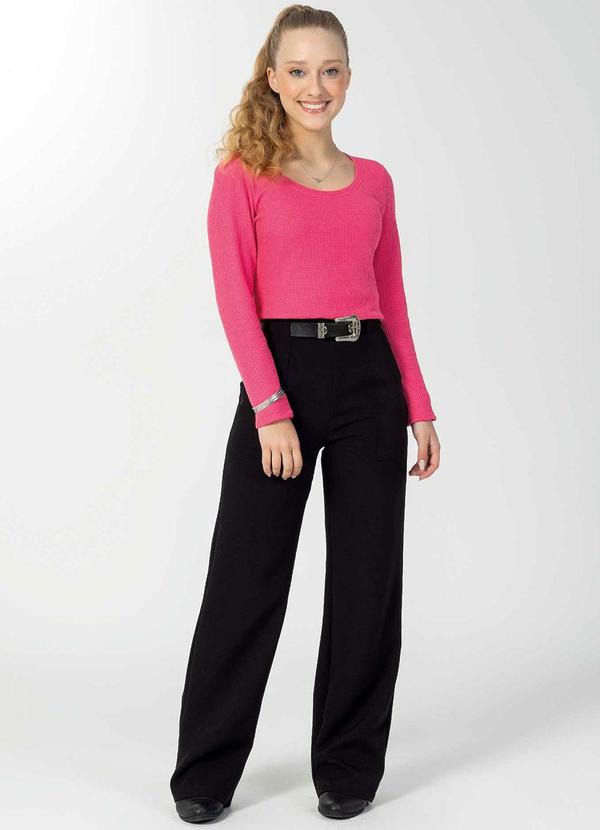 Bjoe - Blusa Feminina de Manga Longa em Tricô Rosa 2