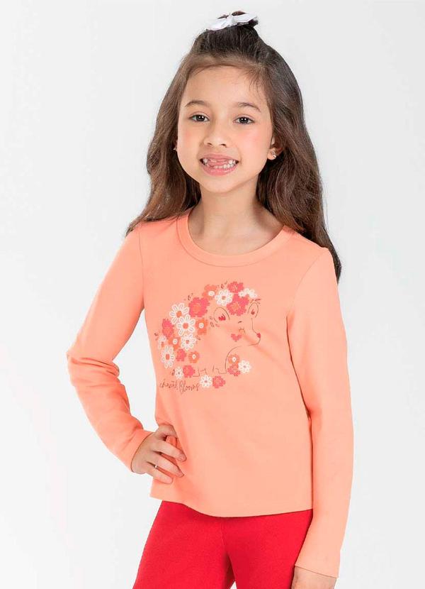 Cativa Kids - Blusa Feminina Infantil com Estampa Laranja