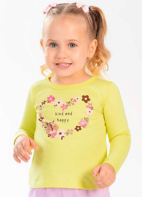 Cativa Kids - Blusa Feminina Infantil com Glitter Amarelo
