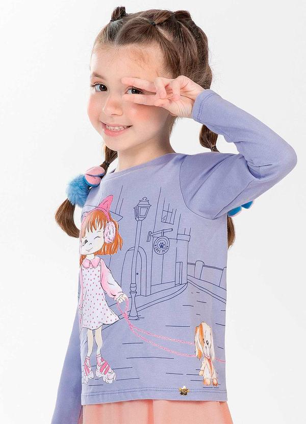 Cativa Kids - Blusa Feminina Infantil com Glitter Azul