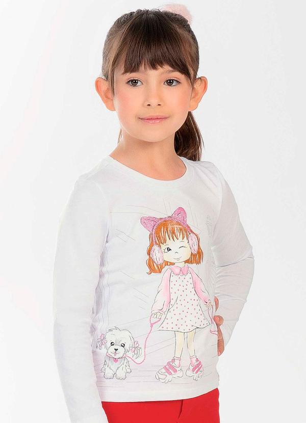 Cativa Kids - Blusa Feminina Infantil com Glitter Branco