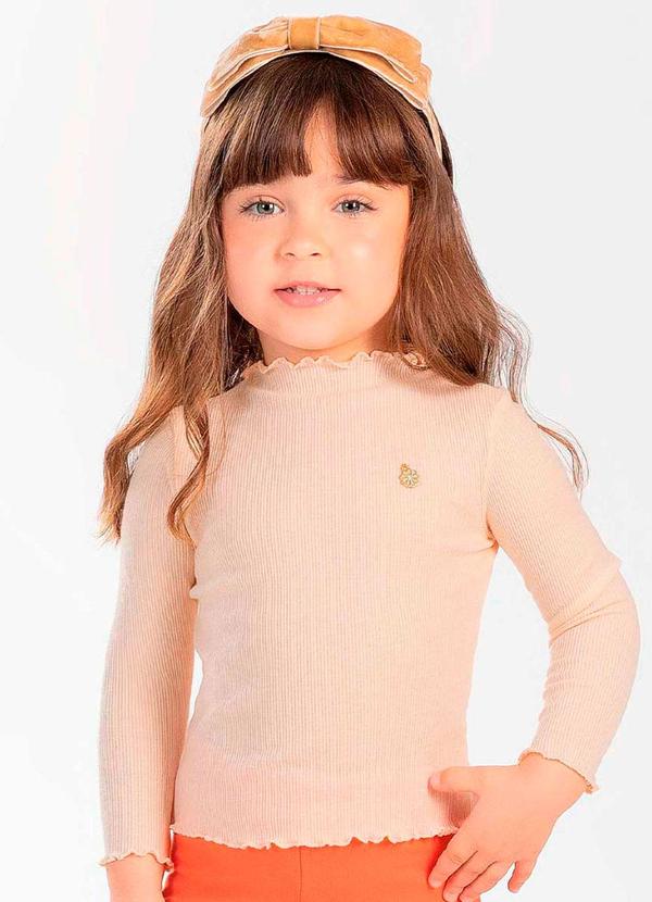 Cativa Kids - Blusa Feminina Infantil com Pingente Bege