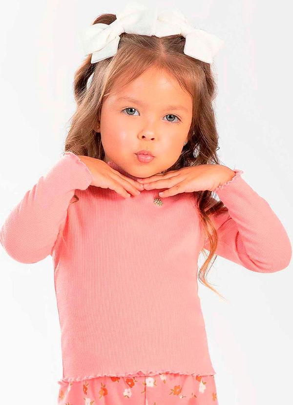Cativa Kids - Blusa Feminina Infantil com Pingente Rosa