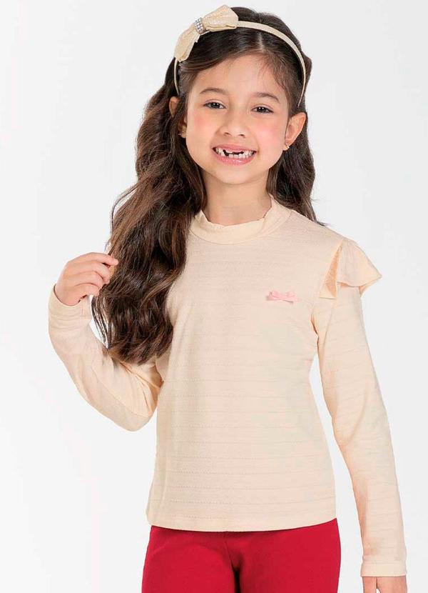 Cativa Kids - Blusa Feminina Infantil de Manga Longa Bege