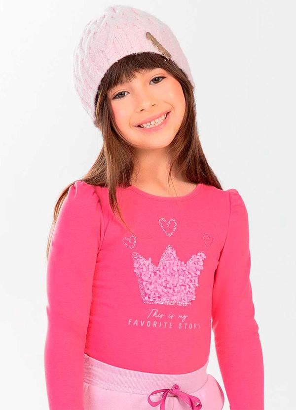 Cativa Kids - Blusa Feminina Infantil de Manga Longa Rosa